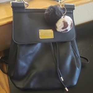 Bebe Backpack Purse with fluff balls